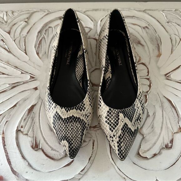 MARION PARKE Must Have Flat Python Snake Print Classic Pointy Toe Flat, sz 37 - Picture 3 of 11